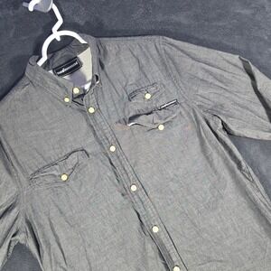 The‎ Hundreds Button Down Shirt Long Sleeve Gray Casual Work Shirt Large